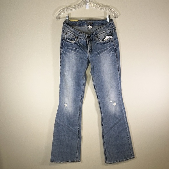 Silver Jeans Lola Flare Leg Distressed Mid Rise Jeans Women Size 27 NWT Casual - Picture 2 of 6